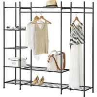 En.casa Kledingkast open kast zwart met 6 planken 150x150x40 cm
