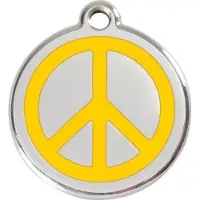 Red Dingo Peace Yellow roestvrijstalen hondenpenning large/groot dia. 3,8 cm
