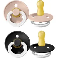 BIBS fopspeen set van 2 - GLOW BLUSH + GLOW BLACK - Maat 2 - T2 Leeftijd: 6-18 maanden