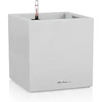 Lechuza CANTO Stone 30 low - plantenbak - met uitneembare binnenbak - met bewateringssysteem - ALL-IN-ONE set met LECHUZA-PON - kwarts wit