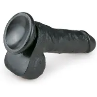 EasyToys - Realistische Dildo met Balzak - Inclusief Zuignap - Dildo's - Dildo met Zuignap - 17,5 cm - Zwart