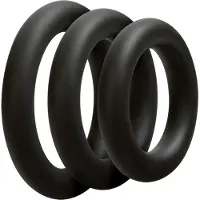 Doc Johnson OptiMALE Driedelige cockring set - Dik - Zwart