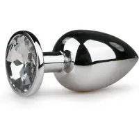 Easytoys Anal Collection Zilverkleurige metalen buttplug met transparant kristal