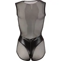 Cottelli - neglige body - glanzend netstof - zwart - M