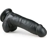 EasyToys - dildo met zuignap en ballen - 20cm - zwart