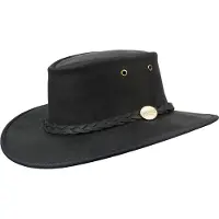 Barmah Hats Leren hoed Foldaway Bronco-rundleer Zwart XL, unisex