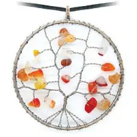 Bloom Carneool levensboom hanger - 5 cm - ketting inclusief verstelbaar zwart koord