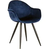 Label51 Eetkamerstoel Forli - Blauw - Velvet - Zwart Metalen Frame