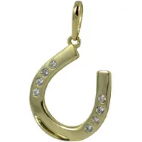New Bling 9NBSAM-G210068 Gouden hangertje - Dames - Hoefijzer - Zirkonia - 15 x 12,7 mm - Bedel - 14 Karaat - Goud