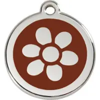 Red Dingo Flower Brown roestvrijstalen hondenpenning large/groot dia. 3,8 cm