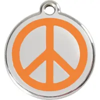 Red Dingo Peace Orange roestvrijstalen hondenpenning large/groot dia. 3,8 cm