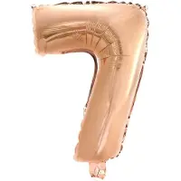 Haza Folie Ballon Cijfer 7 Rosé Goud 41 cm met rietje