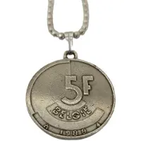 Zeeuws Meisje Ketting 5 franc belge verzilverd