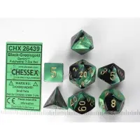 Chessex Gemini Zwart-Groen/Goud Polydice Dobbelsteen Set (7 stuks)