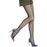 Oroblu Clara mode vierkante visnet panty Maat S/M Kleur Military 6
