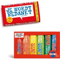 Tony's Chocolonely - Chocoladecadeau - Bedankt - Bundel Melk Noga Blij met jou + Proeverijtje melk en puur - Geschenkset - Fairtrade chocolade
