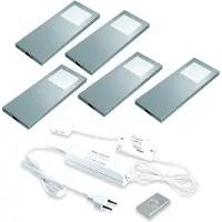 Hera Slimpad-F LED set van 6 onderbouw spots met dimmer 24V/30W RVS-look