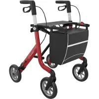 Rehasense Streamer Ultra Lichtgewicht Rollator 5.7 kg Large Rood - Soft Dempingsbanden - Trillingvrij