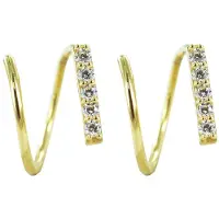New Bling 9NBSAM-G190447 Gouden Oorringen - Dames - Glad - Doordraai Oorbel - Zirkonia -9 x 1,6 mm - 14 Karaat - Goud