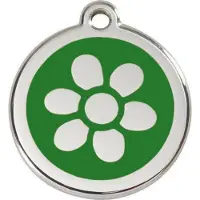 Red Dingo Flower Green roestvrijstalen hondenpenning large/groot dia. 3,8 cm