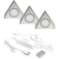 Hera Delta LED set van 3 spots met dimmer onderbouw 24V/15W RVS LVSET3DELDI