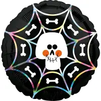 Amscan Folieballon Iridescent Skull Web 45 Cm Zwart/wit