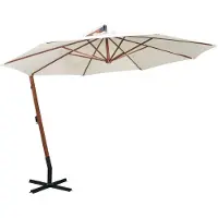 vidaXL Zweefparasol met houten paal 350 cm wit