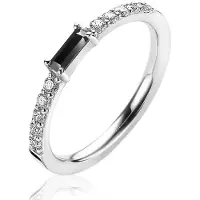 Zinzi zilveren luxe aanschuifring baguette geslepen zwarte zirconia ZIR2133Z
