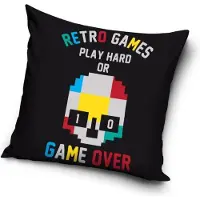 Procos Retro Games Play Hard or Game Over - Sierkussen Kussen 40 x 40 cm (inclusief vulling, met ritssluiting)