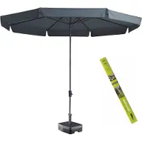 Madison Parasol rond grijs met voet en hoes! Syros 350 cm
