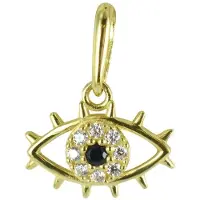 New Bling 9NBSAM-G200219 Gouden Hangertje - Dames - Oog - Zirkonia - 6,6 x 9,6 mm - 14 Karaat - Bedel - Goud