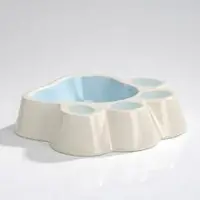 Pet Products Voerbak hondenpoot wit/blauw ceramiek