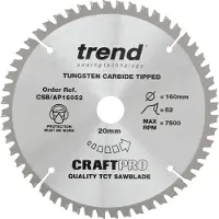 Trend AP cirkelzaagblad 160x20x2,2mm 52T