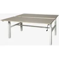 Schaffenburg Romeo Duo werkplek, zit/zit hoogte verstelbaar dmv slinger (62-85cm) voorzien van 180x80/80cm licht grijs 25mm melamine bladen en zwart H-poot frame