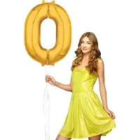Wefiesta Inclusief helium ballon cijfer 0 gevuld goudkleurig.