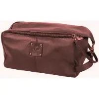 Landleder Toilettas - - Luxe ” Naturgewalt ” Lederen Toilettas - Red Brown - Afmeting: 27 x 12 x 15 cm.