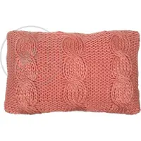 Rocaflor Sierkussen gebreid kabelpatroon Koraalroze 50x30cm