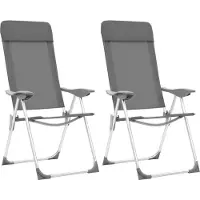 vidaXL Campingstoelen 2 st inklapbaar aluminium grijs