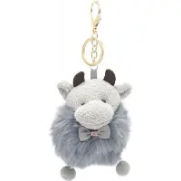 Dielay Sleutelhanger Koe met Strik - 10x6 cm - Grijs
