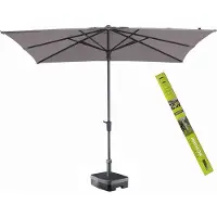 Madison Vierkante parasol taupe met voet en hoes! Syros 280 x 280 cm