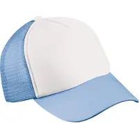 Myrtle beach Volwassenen Unisex 5 Panel Polyester Mesh Cap (Wit/lichtblauw)