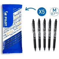 Pilot - PAK VAN 5 FRIXION BALL CLICKER 0,7 - UITWISBARE PEN - MEDIUM - ZWART