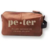 Quadra Cadeau voor peter - Toilettas - Lederen tas - Peter vragen - Geschenk
