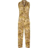 Fine woman Dames jumpsuit panterprint bruin one size XS t/m S