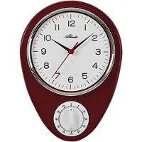 Atlantic Keukenklok met timer vintage rood