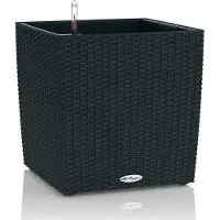 Lechuza CUBE Cottage 50 - Plantenbak - met uitneembare binnenbak - met bewateringssysteem - ALL-IN-ONE set met LECHUZA-PON - grafietzwart