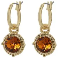 Biba Hang Oorbellen Goud met Swarovski Steentje Topaz