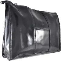 Douglas Accessoires - Groot Leer Zwart Lak Toilettassen