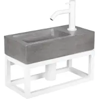 Differnz Jukon Fonteinset Beton donkergrijs kraan gebogen mat wit 38.5 x 18.5 x 9 cm met handdoekrek mat wit 38.251.16