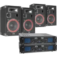 Skytec Dubbele XEN3510 Geluidsset. 4 speakers. 2 versterkers